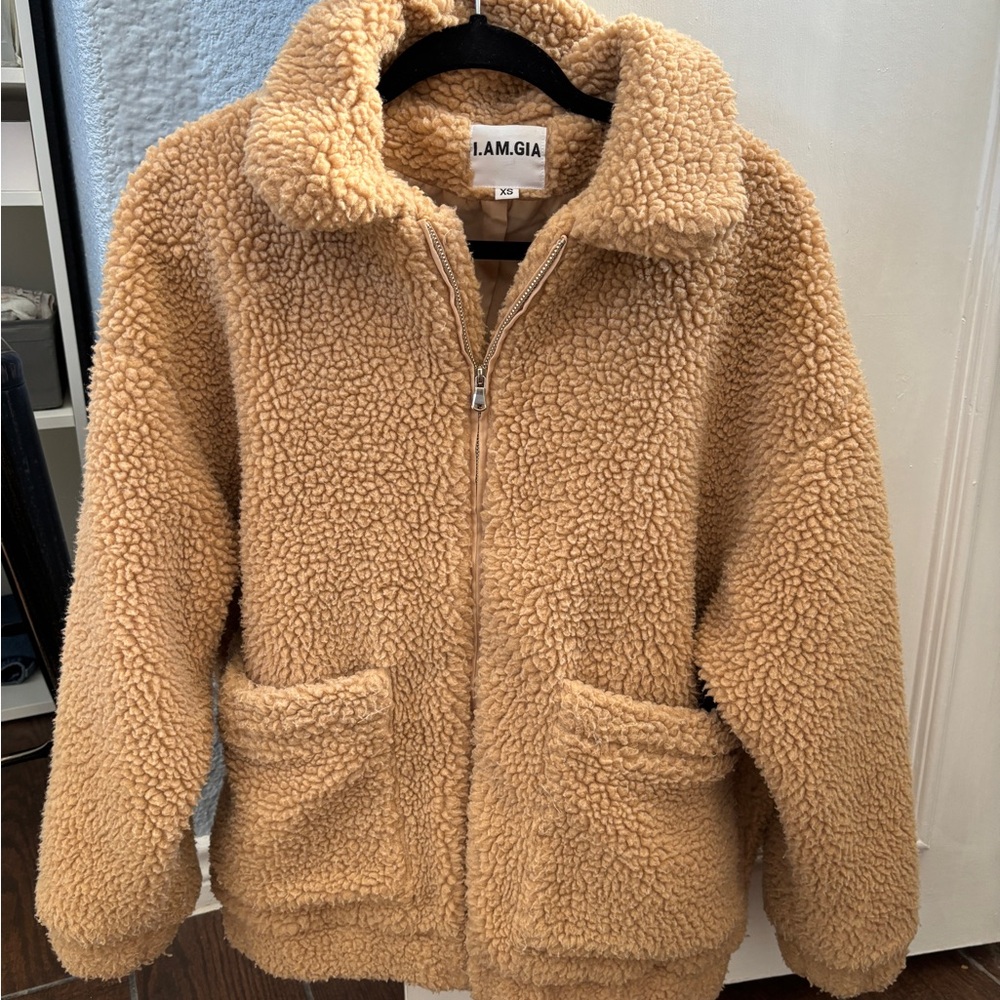 I.AM.GIA Tan Teddy Jacket Oversized Sherpa Style